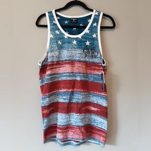 NWT U.S. Apparel Fit 4 Glory Patriotic American Flag Tank Top